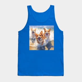 Three Happy Corgis Tank Top